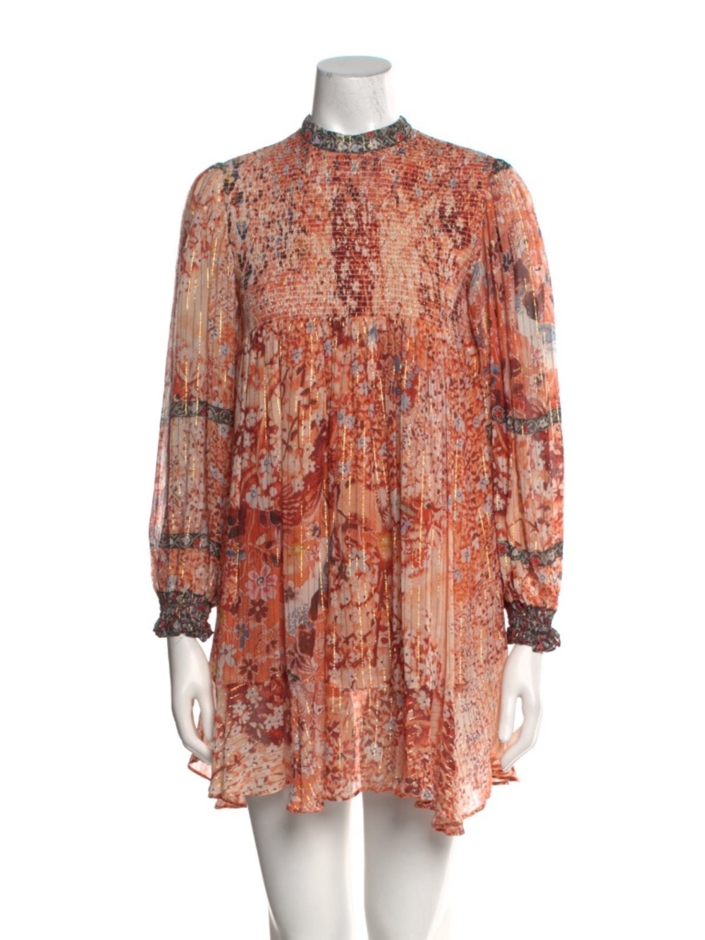 HEMANT & NANDITA Black Label dress with Peach, Coral and Gold Accents